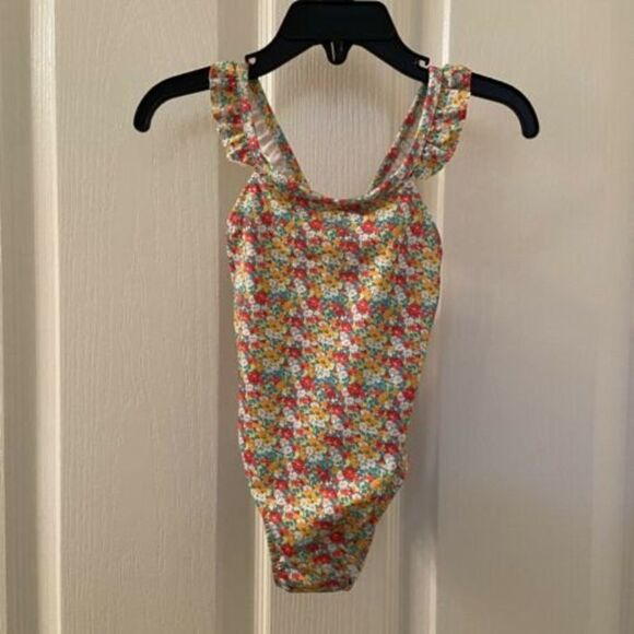 Zara Baby Girl Mini Flower Floral Swimsuit Flutter Sleeves Size 12-24 Months NWT - Picture 1 of 9